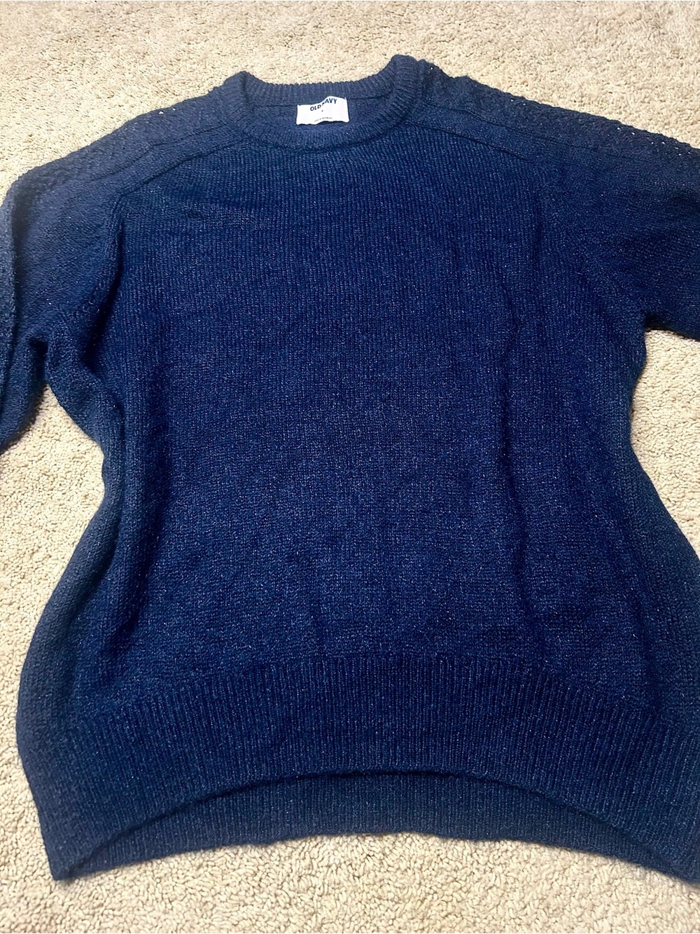 Old Navy Navy Blue Wool Blend Crewneck Sweater Size Small